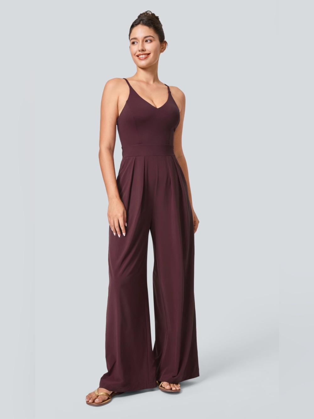 HALARA Wide-Leg Jumpsuit in Deep Wine